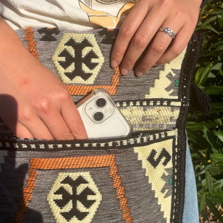 Bolso bandolera de festival Kilim gris pálido  - 4