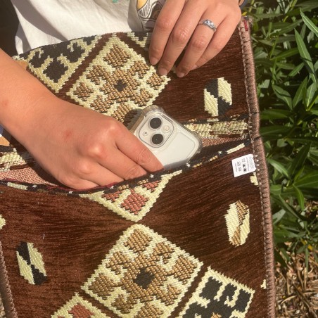 Bolso bandolera de festival Kilim de chocolate  - 3