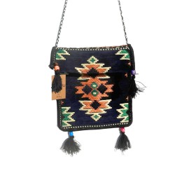 Bolso bandolera de festival Kilim azul marino oscuro  - 1