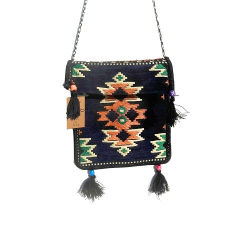 Bolso bandolera de festival Kilim azul marino oscuro  - 1