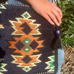 Bolso bandolera de festival Kilim azul marino oscuro  - 3