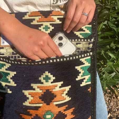 Bolso bandolera de festival Kilim azul marino oscuro  - 4