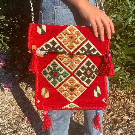 Bolso bandolera rojo Kilim Festival  - 2