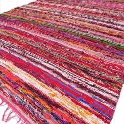 Alfombra de trapo de lujo de 150 x 90 cm - Rojo  - 1