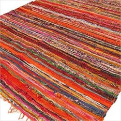 Alfombra de trapo de lujo de 152 x 90 cm - Naranja  - 1