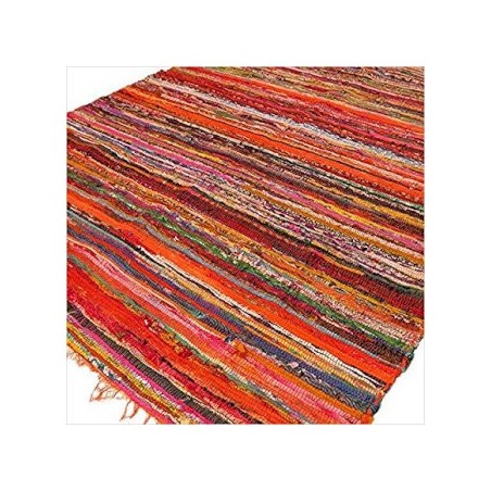 Alfombra de trapo de lujo de 152 x 90 cm - Naranja  - 1
