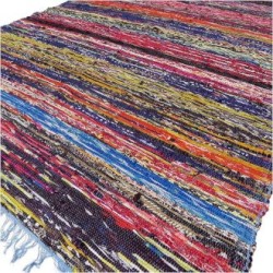 Alfombra de trapo de lujo de 153 x 90 cm - Azul  - 1
