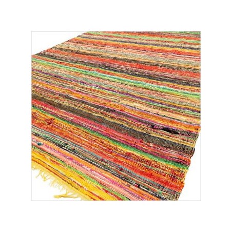 154 x 90cm Alfombra de trapo de lujo - Amarillo  - 1