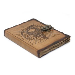 Cuaderno de Cuero Pentágono y Calavera Hojas...