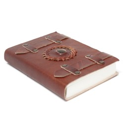 Notebook in pelle occhio di tigre con cinghie...