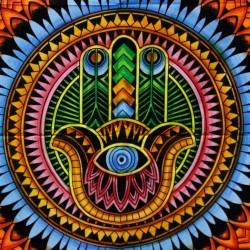 Artă de perete din bumbac - Hamsa - 78x112cm