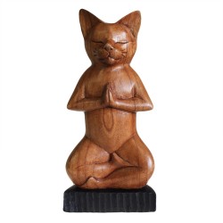 Gato de yoga tallado a mano - Loto - 31x13,5x6cm