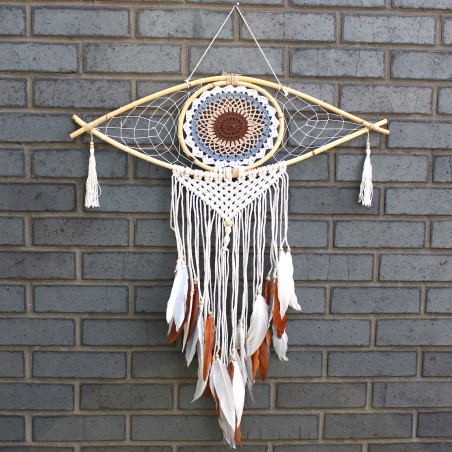 Dream Catcher - Lrg Macrame Eye Alb / Gri / Maro