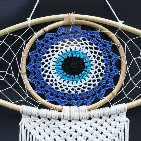 Atrapasueños - Lrg Macramé Mal de Ojo Azul / Blanco / Negro - 70x1x23cm