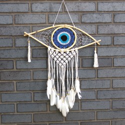 Dream Catcher - Med Macramé Evil Eye Blauw /...