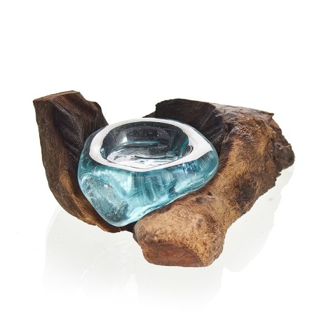 Gesmolten glas op hout - Kaarshouder