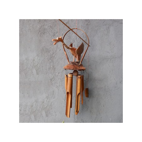 Campana di bambù - Finitura naturale - Drago di cocco