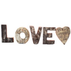 Jeu de lettres d’écorce rustique - LOVE (4x3) -...