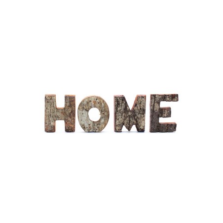 Conjunto de letras em casca de árvore rústica - HOME (4x3) - Pequeno 7cm