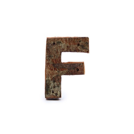 Lettre d’écorce rustique - « F » (12) - Petit 7cm