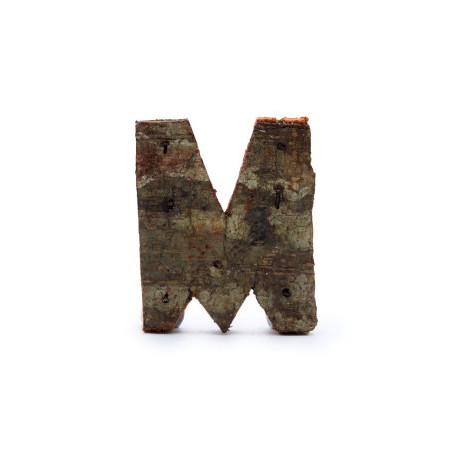 Rustykalna litera z kory - "M" (12) - mała 7cm