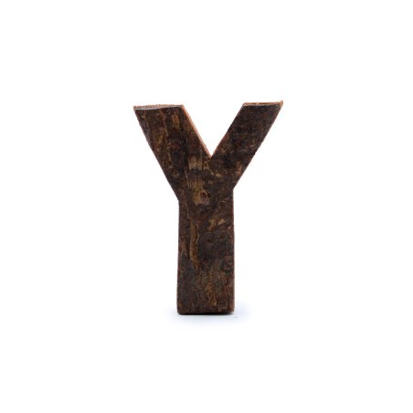 Literă din scoarță rustică - "Y" (12) - Mic 7cm