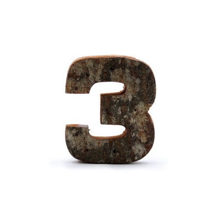 Écorce rustique numéro - « 3 » (12) - Petit 7cm