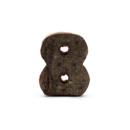 Rustiek schorsnummer - "8" (12) - Klein 7cm