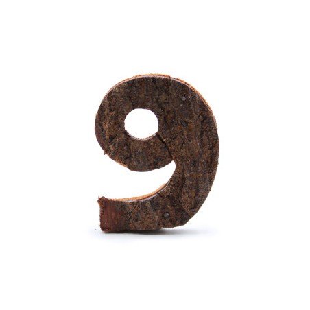 Écorce rustique numéro - « 9 » (12) - Petit 7cm