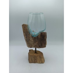 Geschmolzenes Glas auf Holz mit Ständer -...