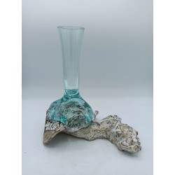 Vidro fundido sobre madeira branqueada - Vaso -...