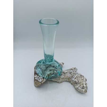 Gesmolten glas op gebleekt hout - Vaas - Medium