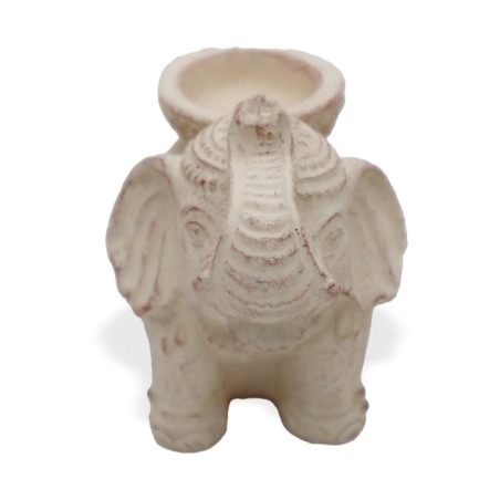 Quemador de Incienso Elefante & Candelabro (crema)