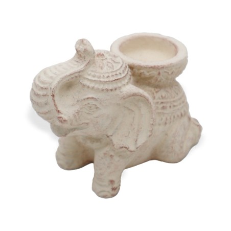 Quemador de Incienso Elefante & Candelabro (crema)