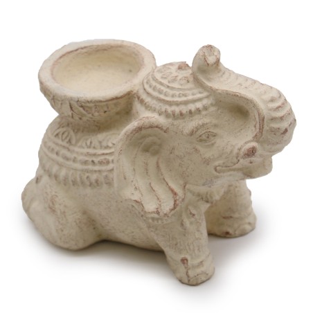 Quemador de Incienso Elefante & Candelabro (crema)