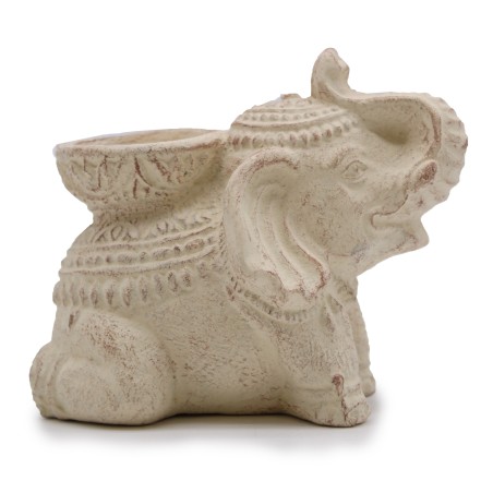 Olifant Wierookbrander & Kandelaar (crème)