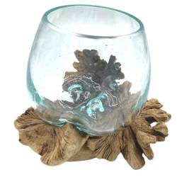 Verre fusionné sur du bois rare provenant de...