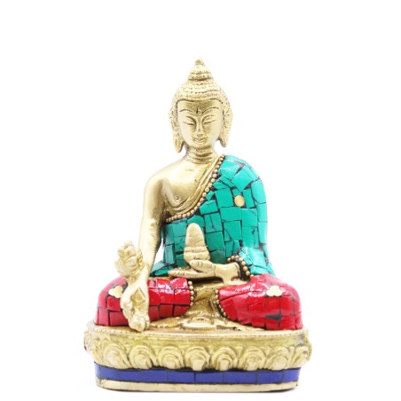 Figura di Buddha in ottone - Mano abbassata - 11,5 cm