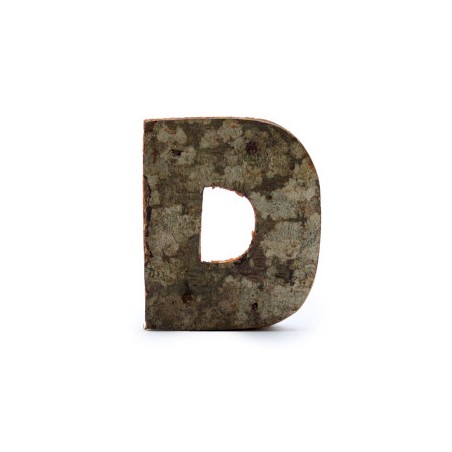 Rustic Bark Letter - "D" (12) - Small 7cm