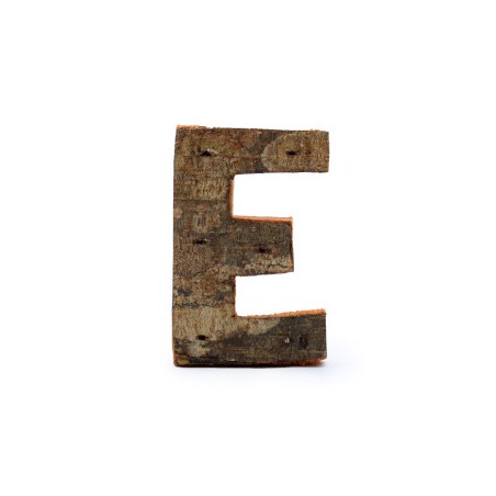 Lettera in corteccia rustica - "E" (12) - Piccola 7 cm
