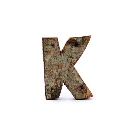 Rustic Bark Letter - "K" (12) - Small 7cm
