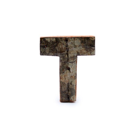 Literă din scoarță rustică - "T" (12) - Mic 7cm