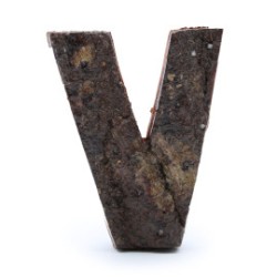 Lettera in corteccia rustica - "V" (12) -...