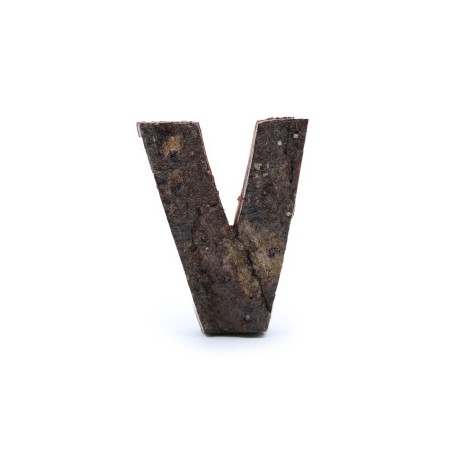 Rustic Bark Letter - "V" (12) - Small 7cm