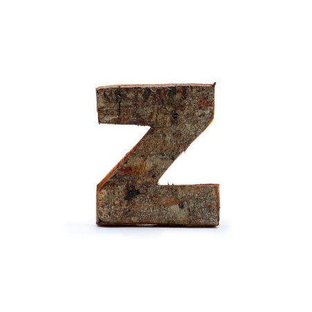 Rustic Bark Letter - "Z" (12) - Small 7cm