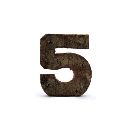 Rustikale Rinde Zahl - "5" (12) - Klein 7cm
