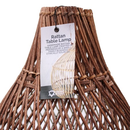 Dunkelbraune Rattan Tischlampe - 39x24cm