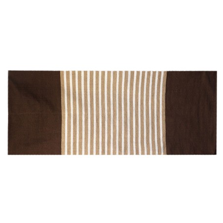 Tapis en coton indien - 70x170cm - Marron foncé / Beige