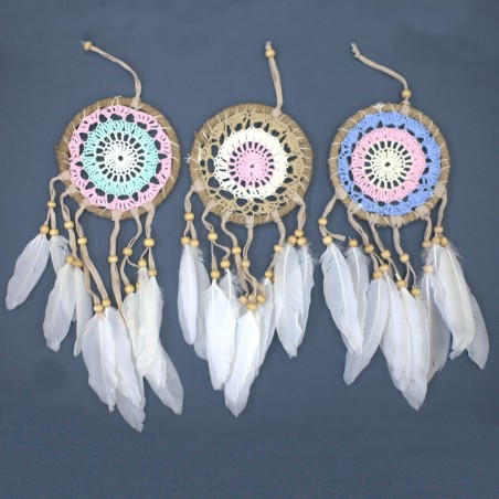 Acchiappasogni-Macramè Rosa 12 cm (Colori Casuali)