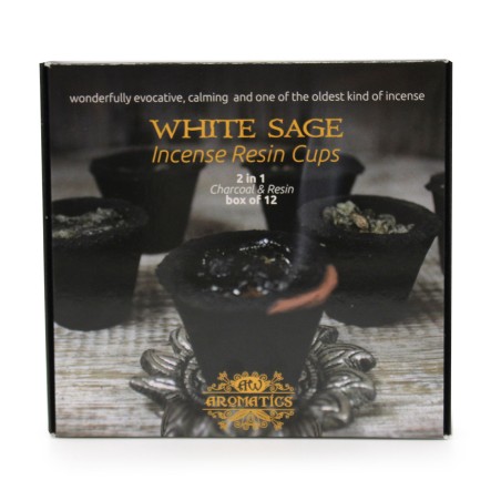 Caja de 12 copas de resina incienso - salvia blanca